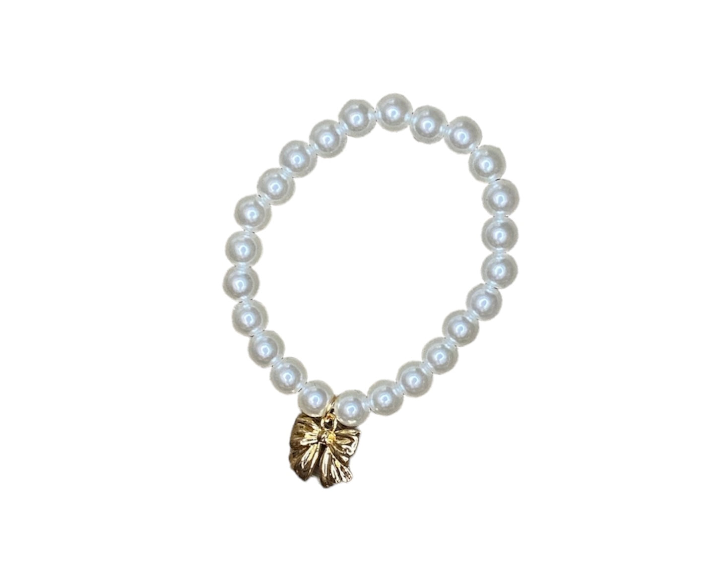 Pearl & gold bow bracelet