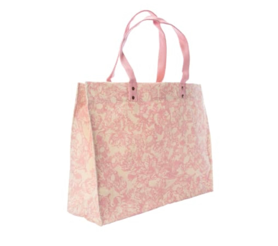 Large pink summer tote bag 18inX14in