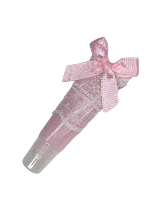 Pink Wishes with lace & bow Cake Batter Scented Handmade Lipgloss