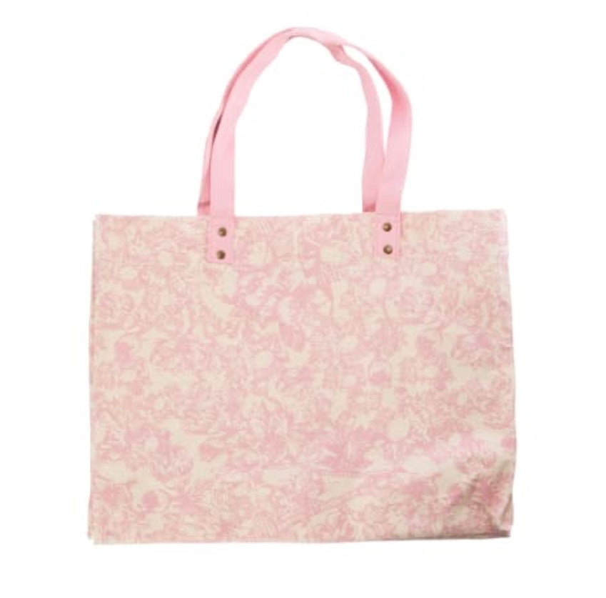 Large pink summer tote bag 18inX14in